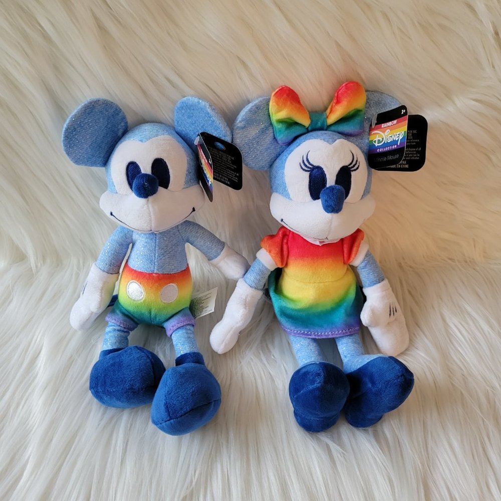 Disney Rainbow Mickey & Minnie Plush Set